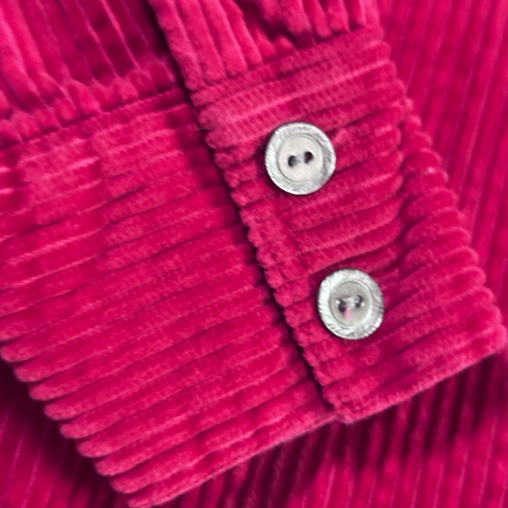 Roaman's Vibrant Red Corduroy Button Down Shirt 1x - Picture 5 of 13